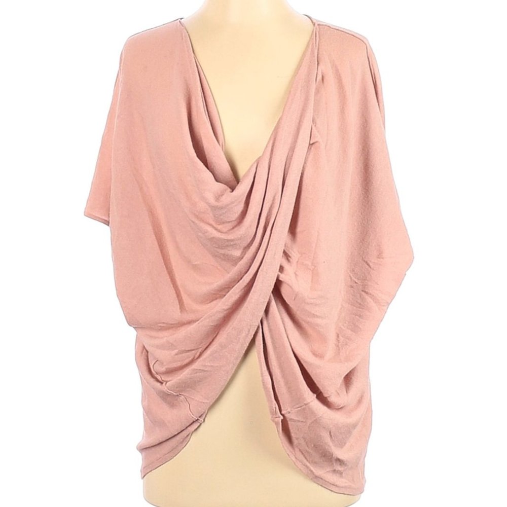RD Style - Dusty Rose/Mauve Lightweight Short Sleeve Cross Front Sweater